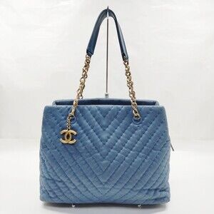 No Tariff Chanel Tote Bag Blue Leather #198820C17B